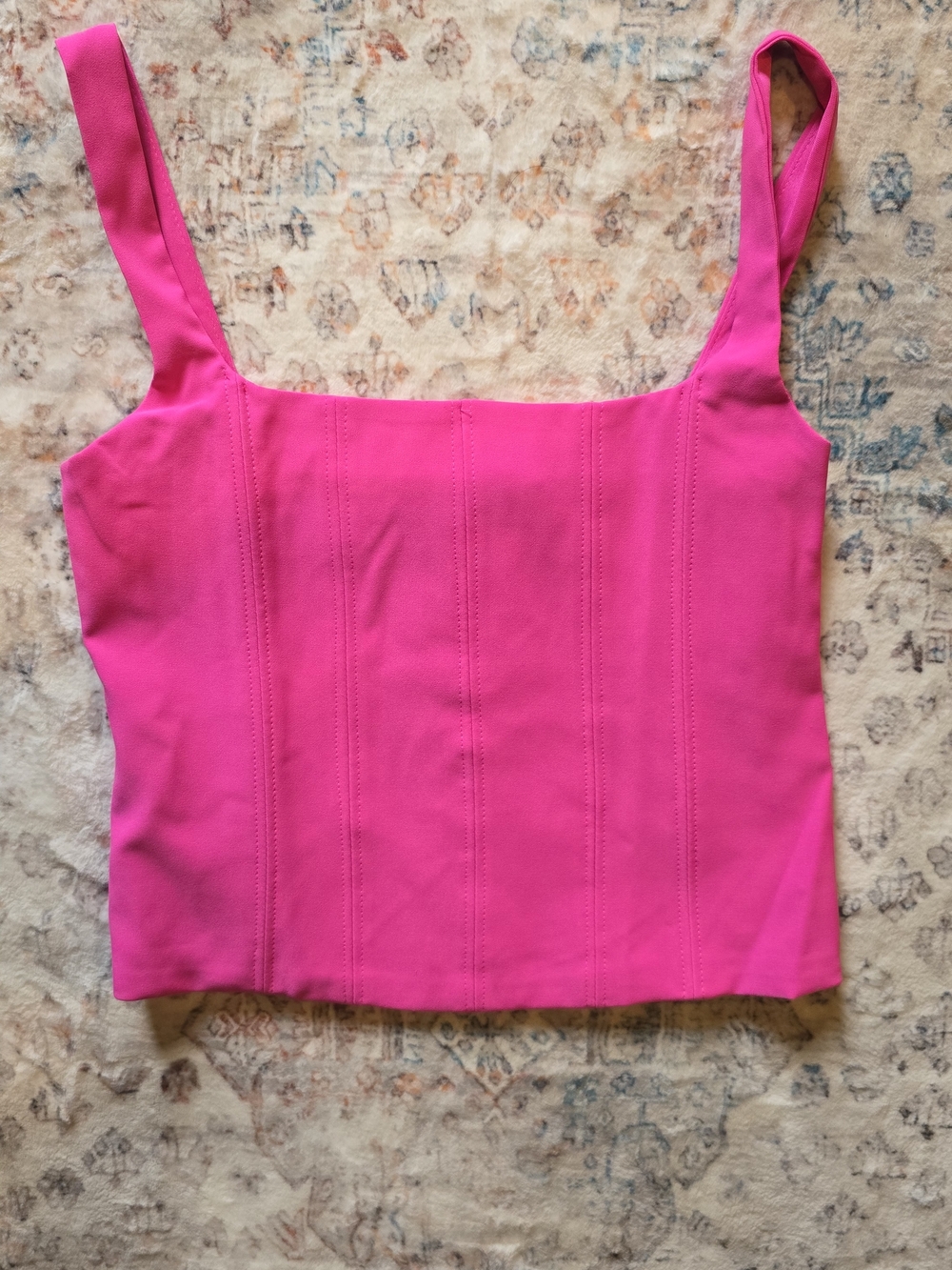 Glam Los Angeles hot pink structured corset style tank top Size M NWT - Picture 2 of 6